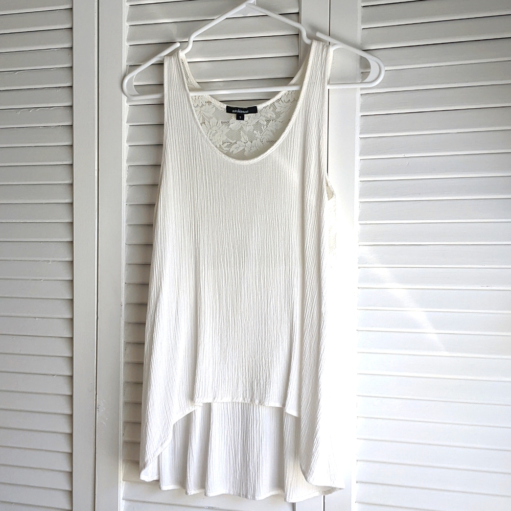 Sheer White Lace Top-tank top